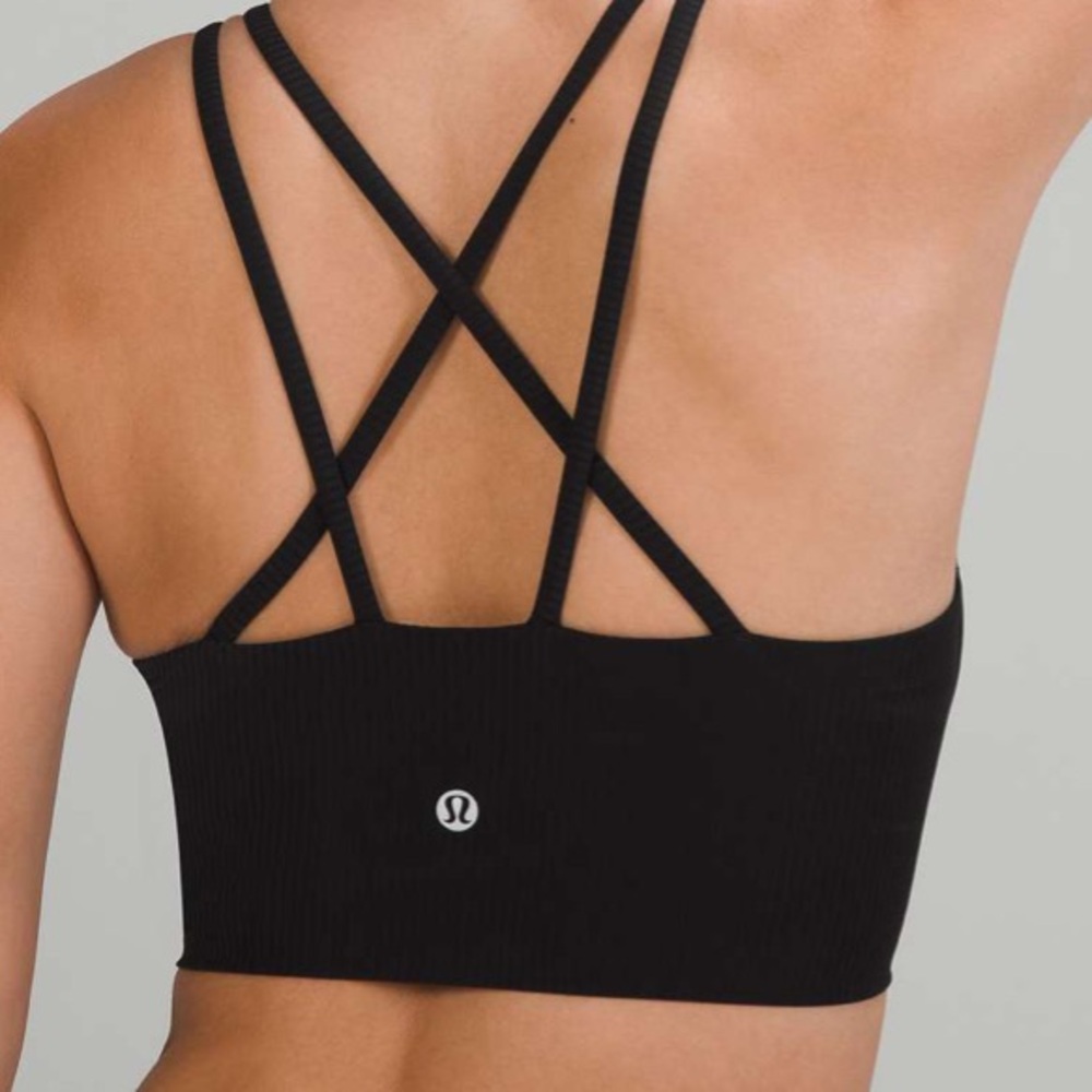 SOLD Lululemon Like A Cloud Long Line Ribbed Sports Bra Black - Picture 2 of 5